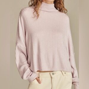 Lucky Brand Cloud Ribbed Mock Neck Top